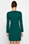 Emerald Green A-line Square Collar Mini Woven Dress TWOAW23EL00894 - 3
