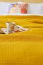 Double 4 Layers Muslin Pique Bedspread Cotton Double Sided Mustard 220x240 cm - 3