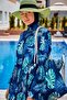Green Wide Straw Hat with Bow 1423218 - 4