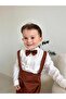 Brick Cotton Harem Salopet Classic Long Sleeve Shirt with Bow Tie - 4