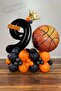 Basketball Themed Black Number Balloon Welcome Birthday Set with King Crown