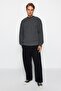 Antrasit Oversize Fit Geniş Kalıp Bisiklet Yaka Basic Triko Kazak TMNAW23KZ00189 - 5