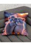 Snowy White Background Digital Printed Cushion - Pillow Case with Cat Photo - 2
