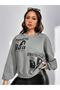 CODE ADR-SHEN EZwear Figure & Slogan Graphic Drop Shoulder Sweatshirt - 5