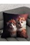 Pink Digital Printed Gift Cushion with Crowned Cat Photo - Pillow Case