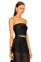 Women's Black Suni Leather Straplez Crop Top - 2