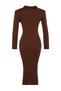 Brown Midi Polo Neck Knitwear Dress Twoaw24El00030 - 8