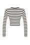 Siyah Çizgili Viskoz Yumuşak Kumaşlı Fitted Crop Esnek Örme Bluz TWOAW24BZ00048 - 12