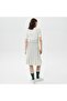 Women Flare Fit Short Sleeve Polo Collar White Dress - 2