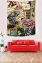 Vintage Journal Themed Butterfly Carnation Patterned Stain Resistant Fabric Wall Cover Wall Carpet Tapestry - 2