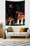 Moon Stars and Red Mushrooms Stain Resistant Fabric Wall Cloth Wall Carpet Tapestry - 3