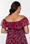 Madonna Collar A Form Chiffon Dress Fuchsia - 3