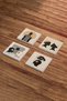 Illustration Art Bohemian Themed Natural Stone Travertine Coasters Set of 4 - 4