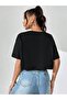 Women's Black Oversize Cut Short Sleeve Off Shoulder Crop Top - 3