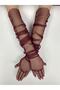 Burgundy Bridal Gloves Chic Prom Gloves Henna Gloves wedding Gloves - 2