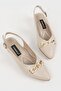 WOMEN'S BEIGE GENUINE LEATHER NUMBER 35-41-42 CHAINED PADDED HEEL SHOES - 6