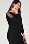 Women's Black Shoulder Chain Tulle Long Sleeve Blouse M9253 - 2