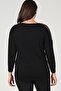 Women's Black Shoulder Chain Tulle Long Sleeve Blouse M9253 - 3