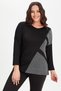 Women's Black Glitter Detailed Plus Size Long Sleeve Blouse - 2