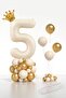Cream Number Balloon King Crowned Number Foil Balloon Set