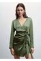 Tie Collar Satin Dress