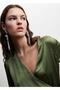 Tie Collar Satin Dress - 6