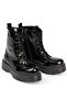 Round Toe, Front Lacing, Side Zipper, Ankle Length Trak Sole Women's Boots - 3
