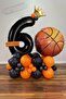 Basketball Themed Black Number Balloon Welcome Birthday Set with King Crown