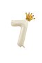 Cream Number Balloon King Crowned Number Foil Balloon Set - 5