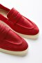 Bruna Women's Red Suede Genuine Leather Loafer Shoes - 3