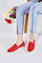 Bruna Women's Red Suede Genuine Leather Loafer Shoes - 7