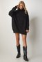 Woman's Black Turtleneck Long Knitwear Sweater MX00107