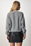 Women's Gray Buttoned V-Neck Orlon Cardigan MC00210 - 3