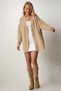 Women's Beige Button Long Knit Cardigan MX00117 - 2