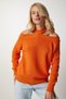 Women's Orange Off The Shoulders Knitwear Sweatshirt MX00118 - 2