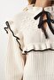 Women's Cream Frilly Bow Collar Knitwear Sweater MT00112 - 5