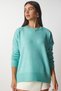 Women's Water Green Crew Neck Oversize Knitwear Sweater BV00085