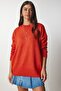 Women's Orange Crew Neck Oversize Knitwear Sweater BV00085 - 2