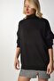 Women's Black Turtleneck Oversize Knitwear Sweater BV00084 - 3