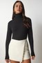 Women's Black Turtleneck Ribbed Knitwear Sweater bv00087 - 2