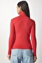 Women's Orange Turtleneck Ribbed Knitwear Sweater bv00087 - 5