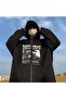 Radiohead Printed Oversize Zippered Black Unisex Hooded Cardigan