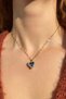 Heart Sparkling Purple Blue Zircon Stone Tarnish Stainless Gold Steel Necklace