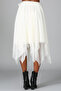 Women's White Double Layer Lined Asymmetrical Tulle Skirt Ek2340 - 3
