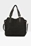 Black Women's Three-Compartment Nubuck Bag with Snap Detail M000003554