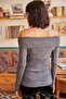 Women's Gray Madonna Collar Raised Camisole Sweater BLZ-19000615 - 6
