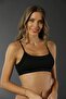 Women's Black Cotton Lycra Thin Strap Sports Bustier