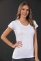 Women's White Cotton Lycra Short Sleeve Undershirt