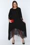 Black Lace Detailed Plus Size Knitted Dress - 6