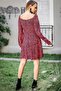 Women's Leopard Patterned Pentagonal Collar Lined Woven Dress M10160000EL97518 - 5